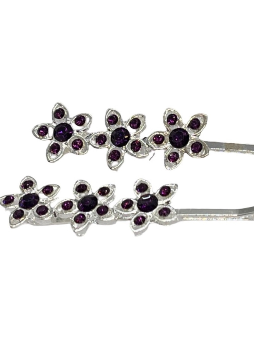 Floral Crystal Bobby Pins in Purple FINAL PRICE DROP